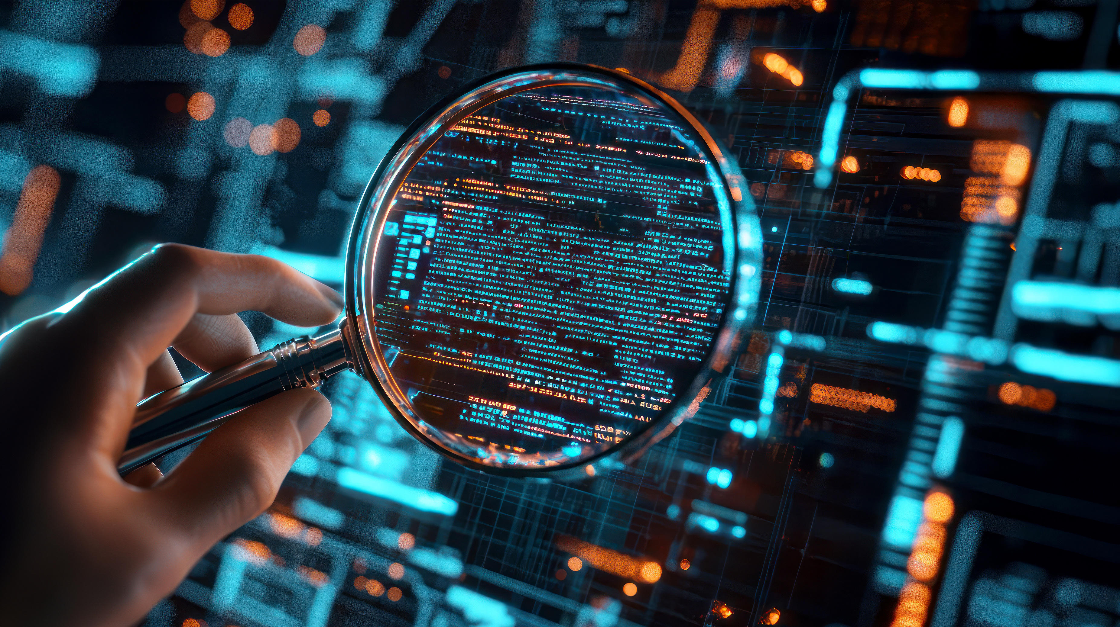 Lupe über Software Code