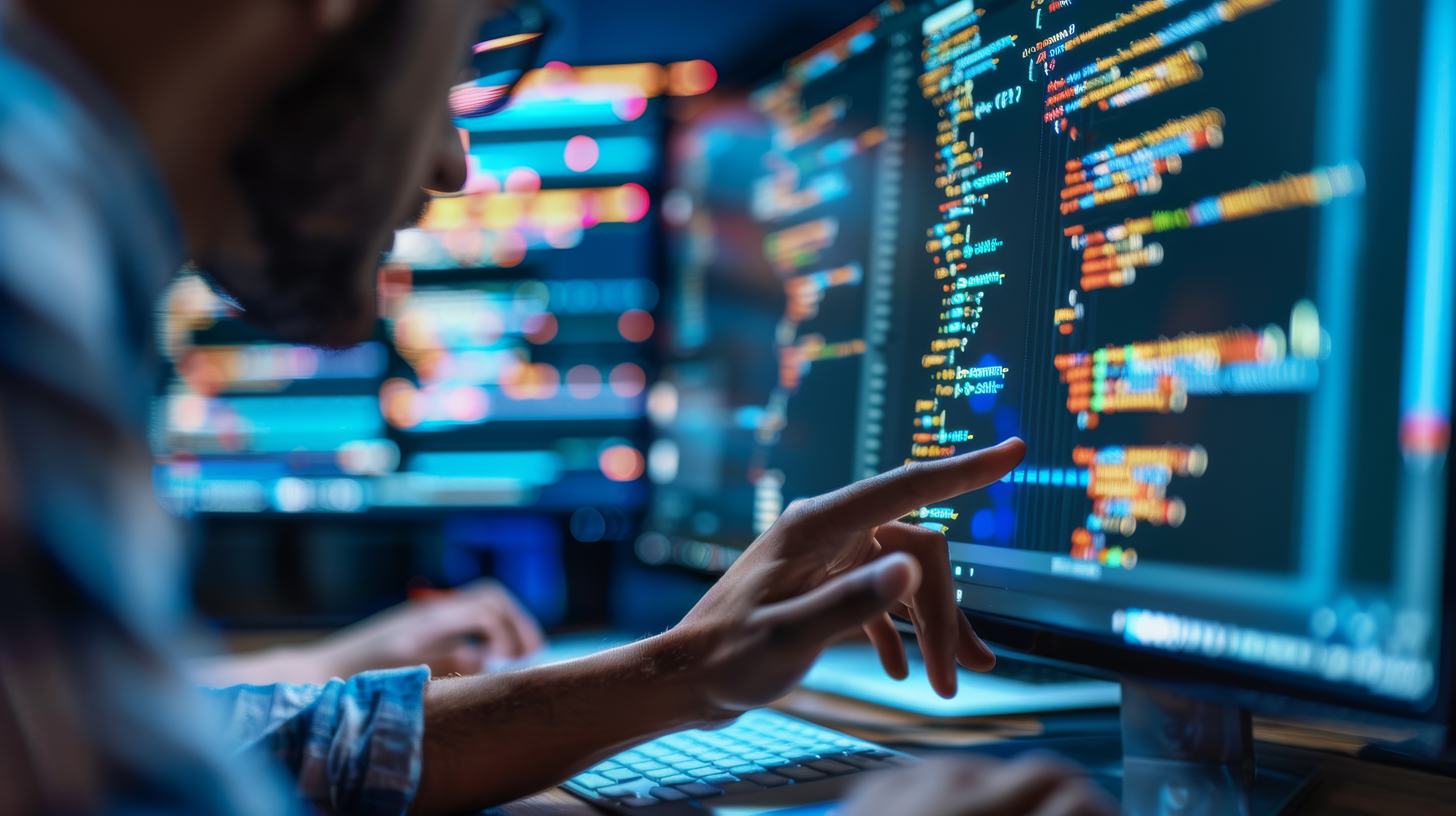 Person die Software Code entwickelt