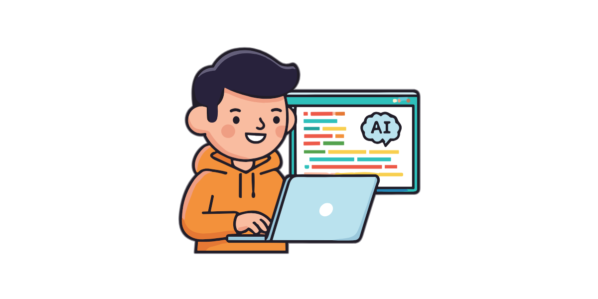 Comic Mensch mit Laptop